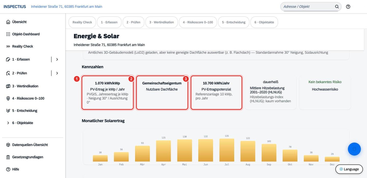 Bildschirmfoto Inspectius-Workspace: Energie & Solar