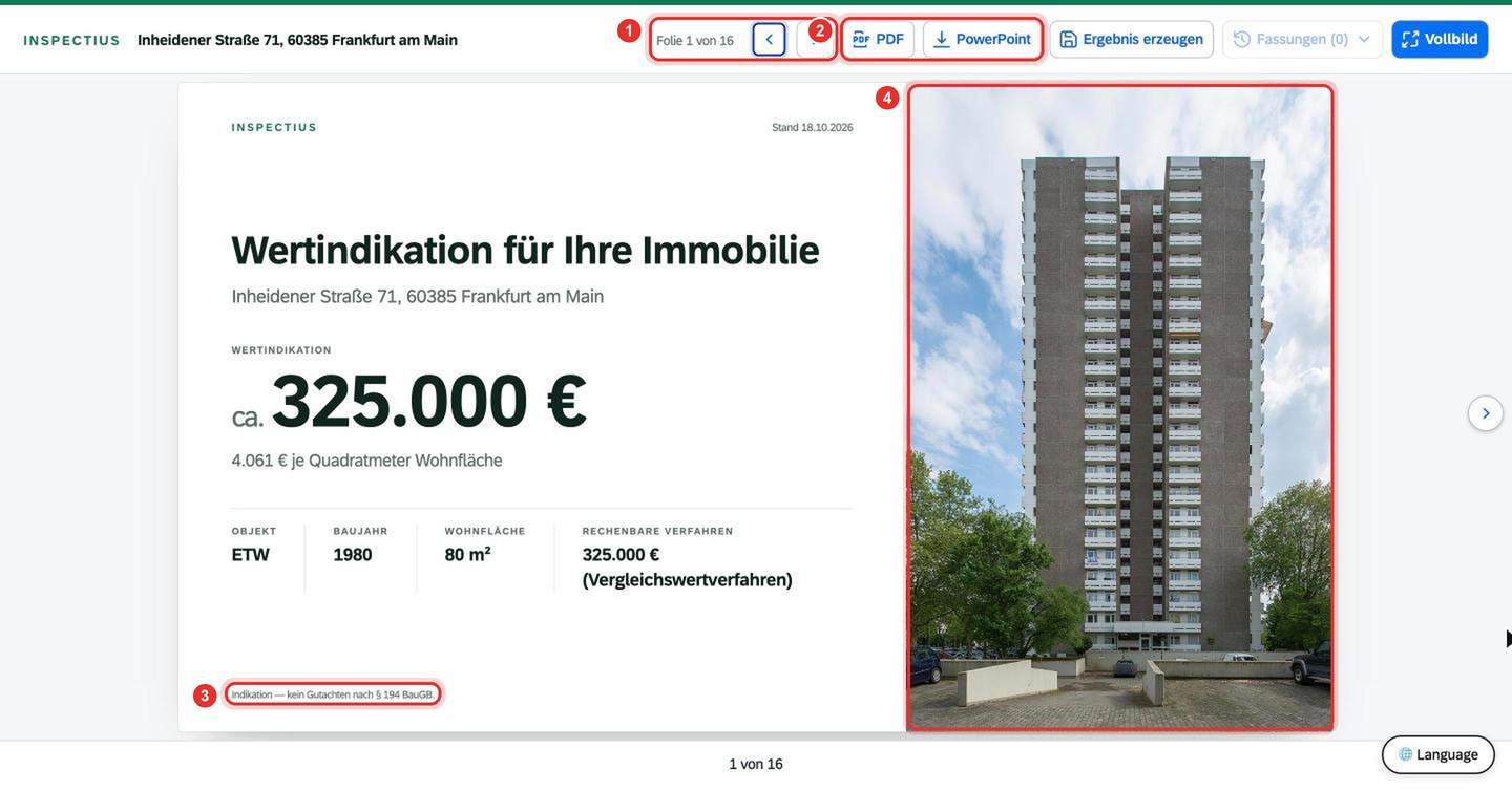 Bildschirmfoto Inspectius-Workspace: Die Objektakte für das Eigentümergespräch